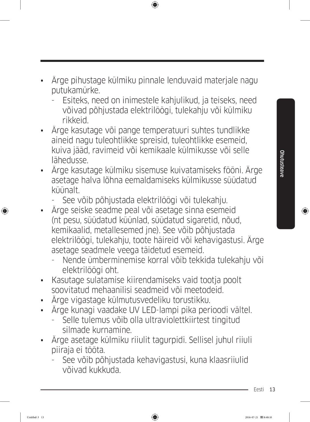 Samsung RB37K63611L/EF, RB34K6032SS/EF, RB34K6232SS/EF, RB37K63632C/EF manual Eesti  